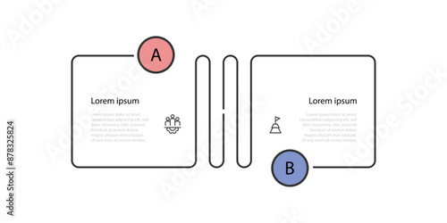 2 line square infographic template with icons can be used for workflow, business information, presentation, and web graphic design 
