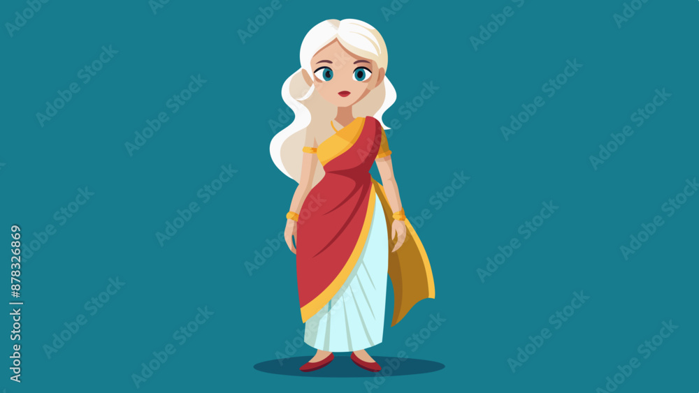 Beautiful White Female Wearing Indian Sari Vector Graphic Beautiful White Female Wearing Indian Sari Vector Graphic