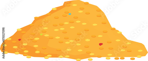 Giant pile of gold coins is overflowing with riches