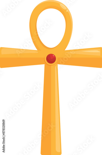 Golden ankh, an ancient egyptian hieroglyphic symbol representing eternal life