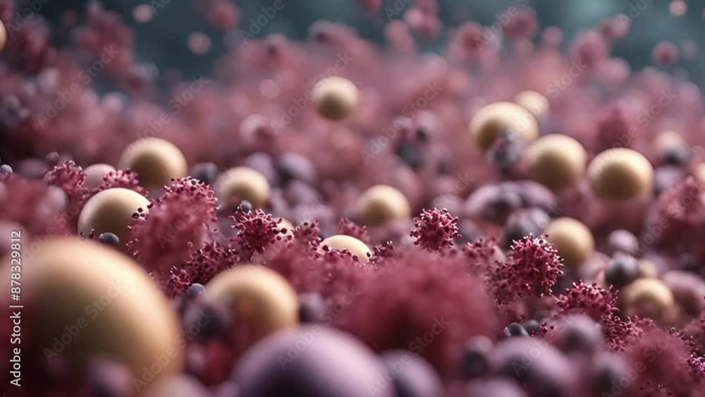Close-Up of Diverse Microscopic Organisms, Detailed close-up of various colorful and textured microscopic organisms Close-Up of Diverse Microscopic Organisms, Detailed close-up of various colorful and textured microscopic organisms