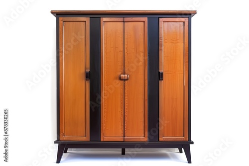 Midcentury modern wooden cabinet with black accents