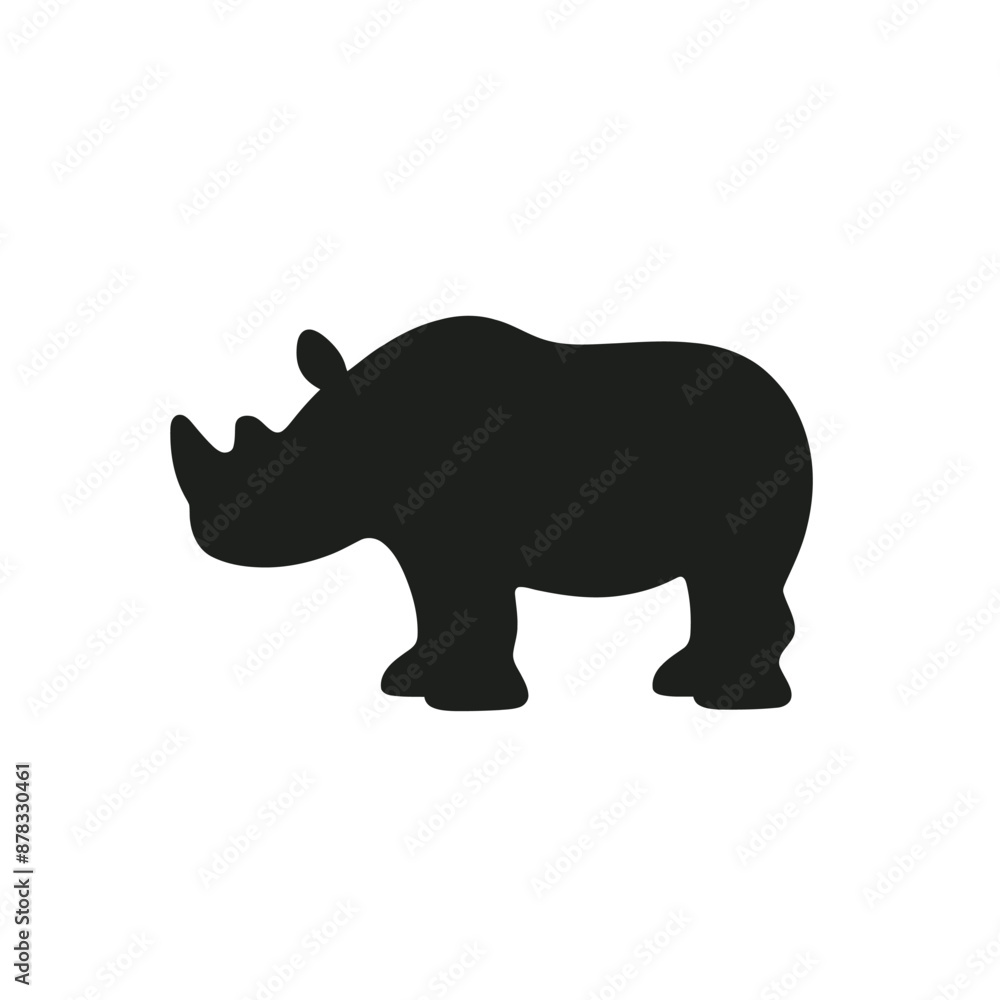 Fototapeta premium cartoon silhouette of a rhinoceros on a white background