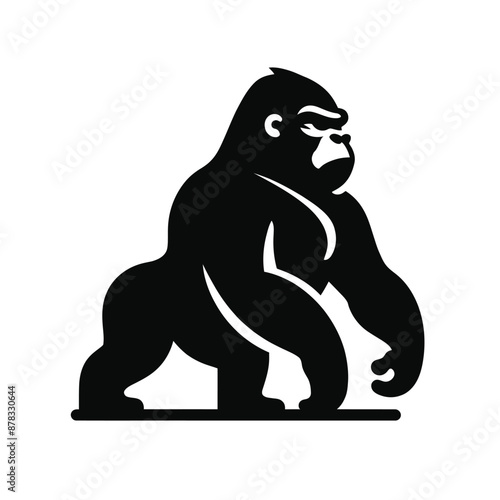 Black silhouette of a gorilla on a white background