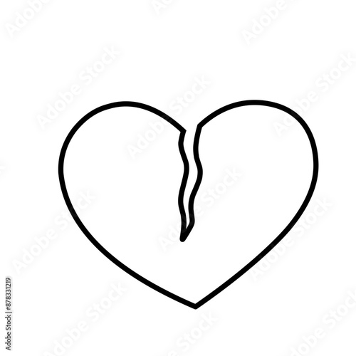 Broken heart, two halves of the heart icon. Hand drawing design style. Vector.