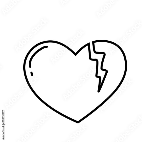 Broken heart, two halves of the heart icon. Hand drawing design style. Vector.