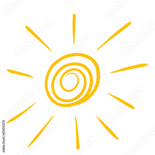 Cute doodle sun icons. Hand drawn style illustration