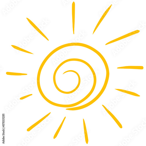 Cute doodle sun icons. Hand drawn style illustration