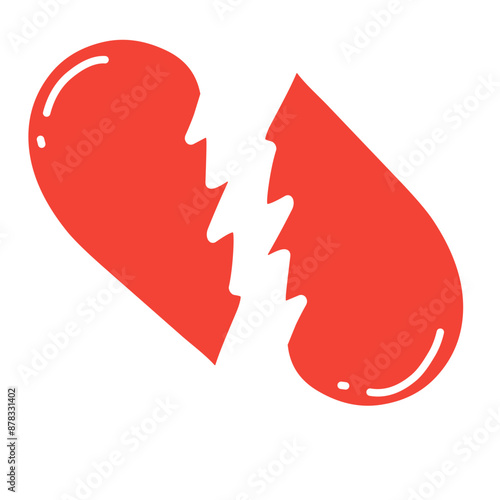 Broken heart icon. Love lost or divorce symbol. Vector.