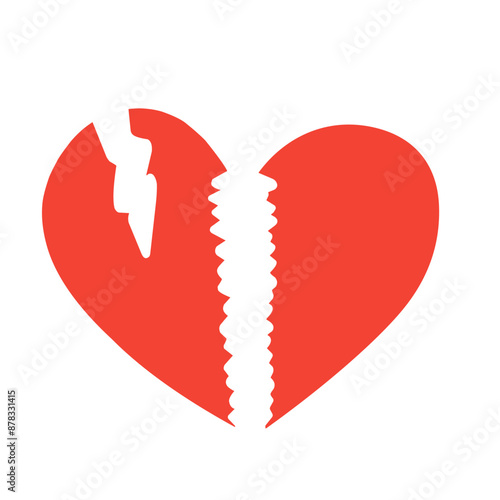 Broken heart icon. Love lost or divorce symbol. Vector.