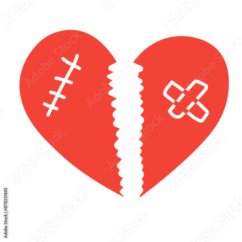 Broken heart icon. Love lost or divorce symbol. Vector.