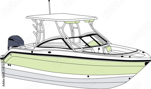 Boat Vector Line Art Illustration One color 