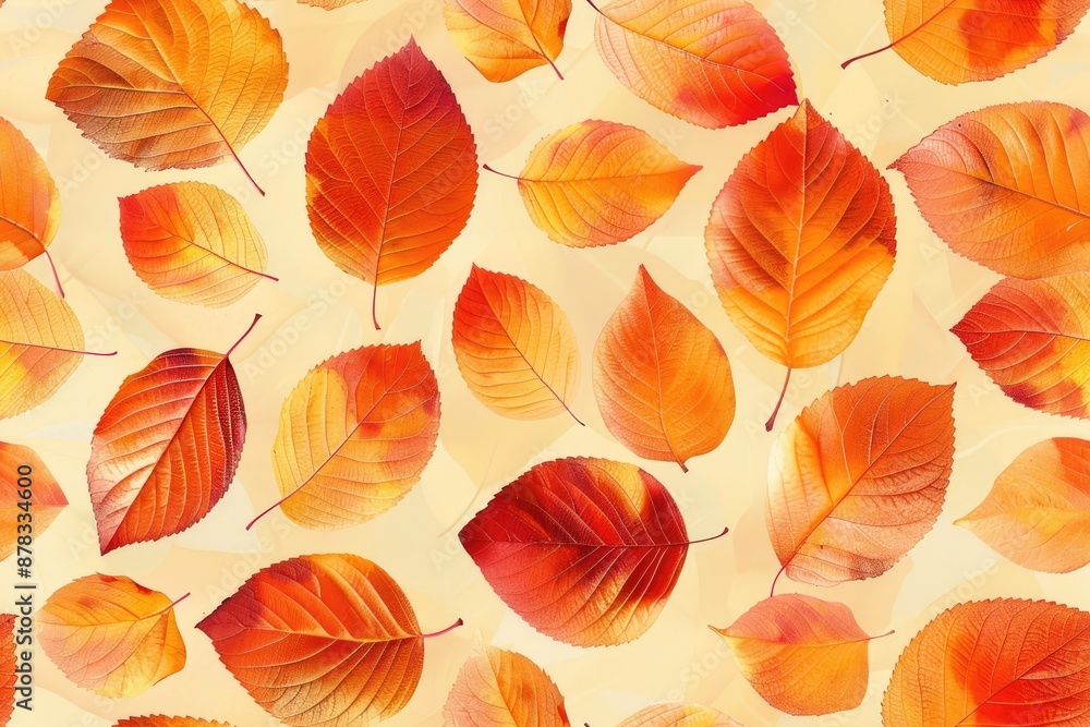Fototapeta premium Many autumn fall leaves as seamless pattern background