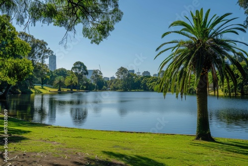 A photo of An Australian city park on a summers day