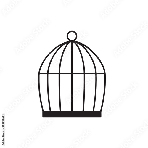 cage with bird clipping path