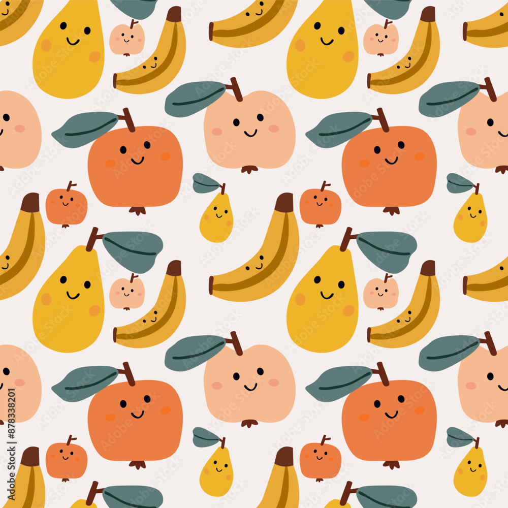 Smile fruits vector ilustration seamless patern.Great for textile,fabric,wrapping paper,and any print. Smile fruits vector ilustration seamless patern.Great for textile,fabric,wrapping paper,and any print.