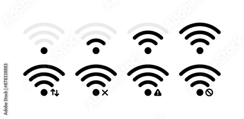Wi-fi connection set icons. Connection Level icons. Flat and Silhouette style. Vector icons.