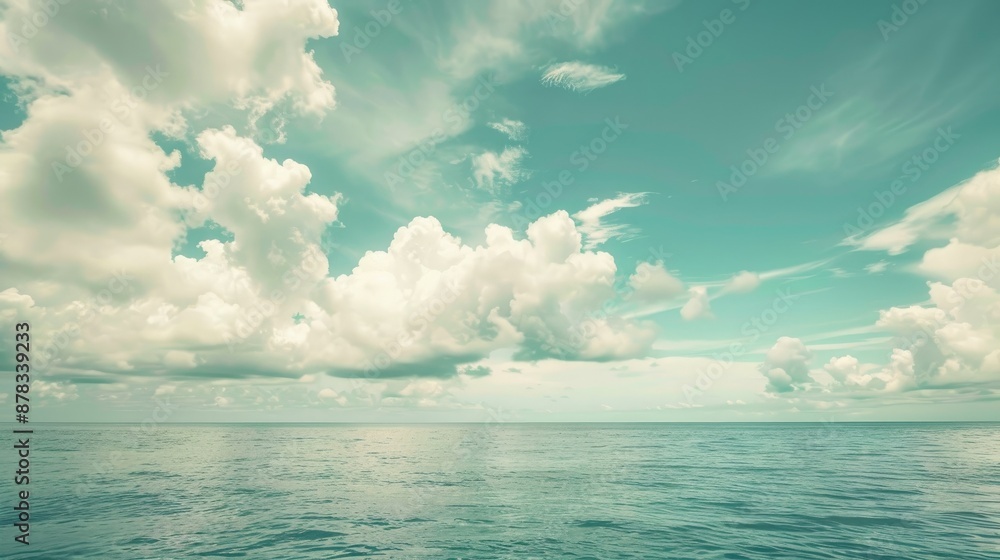 Sea surface and cloudy sky background with copy space vintage tone Sea surface and cloudy sky background with copy space vintage tone