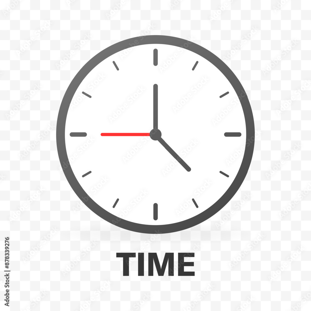 Time icon. Clock icon. Flat style. Vector icon. Time icon. Clock icon. Flat style. Vector icon.