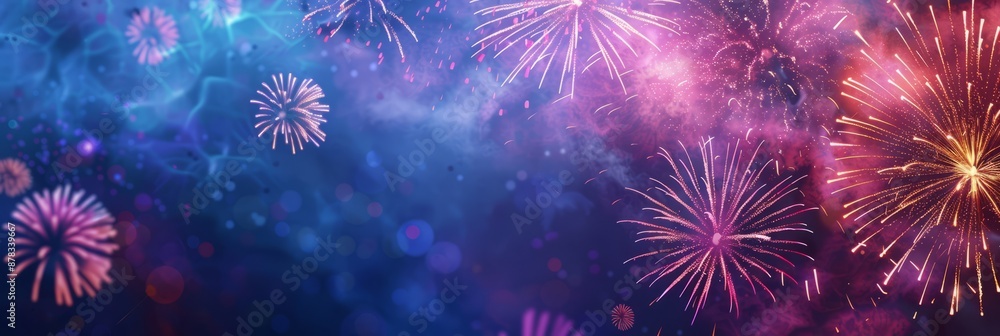 Fototapeta premium festive 4th of july background. Full with fireworks and USA flag. Independence Day (United States) 