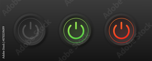 On and off buttons Icon set. Flat Style. Vector icons