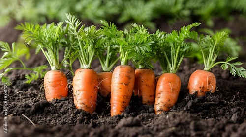 Gain inspiration to grow your own carrots with these organic seeds and products. Vibrant orange and fresh green leaves of the carrot centralized vegetable