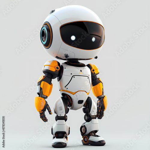 3D cute robot in white background vector image © Akharadat