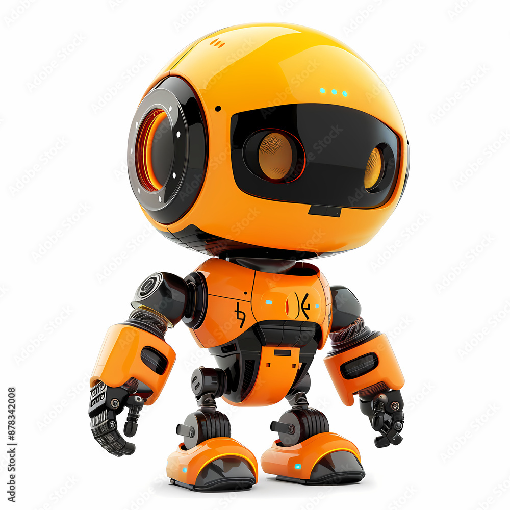 3D cute robot in white background vector image 3D cute robot in white background vector image
