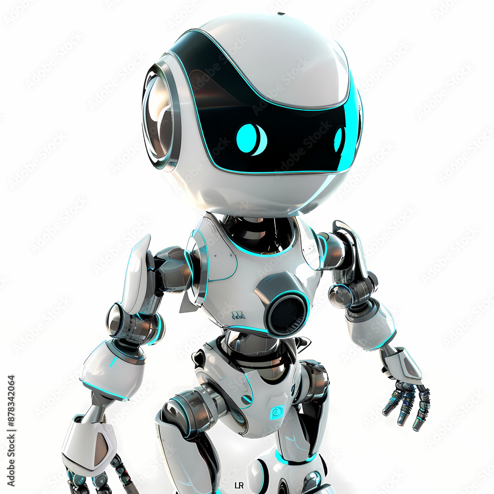 3D cute robot in white background vector image 3D cute robot in white background vector image