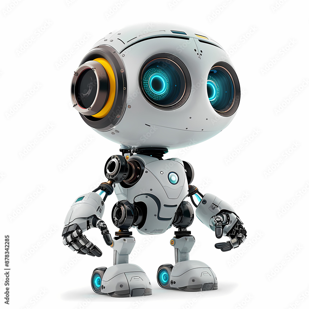 3D cute robot in white background vector image 3D cute robot in white background vector image