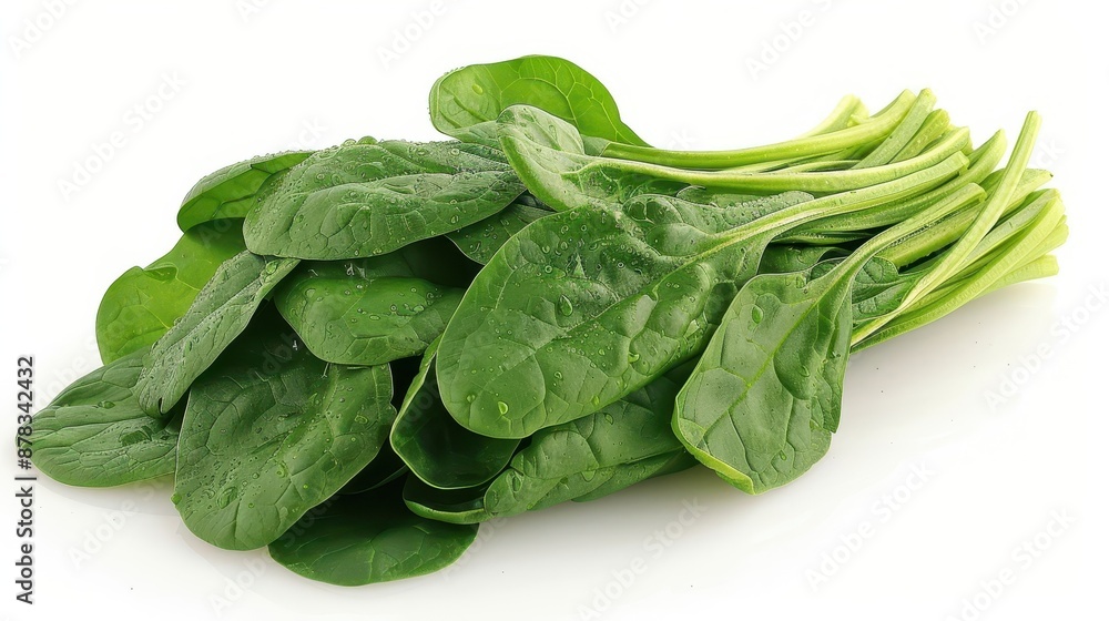 Fresh spinach leaves. Bunch of green spinach isolated on white background Fresh spinach leaves. Bunch of green spinach isolated on white background