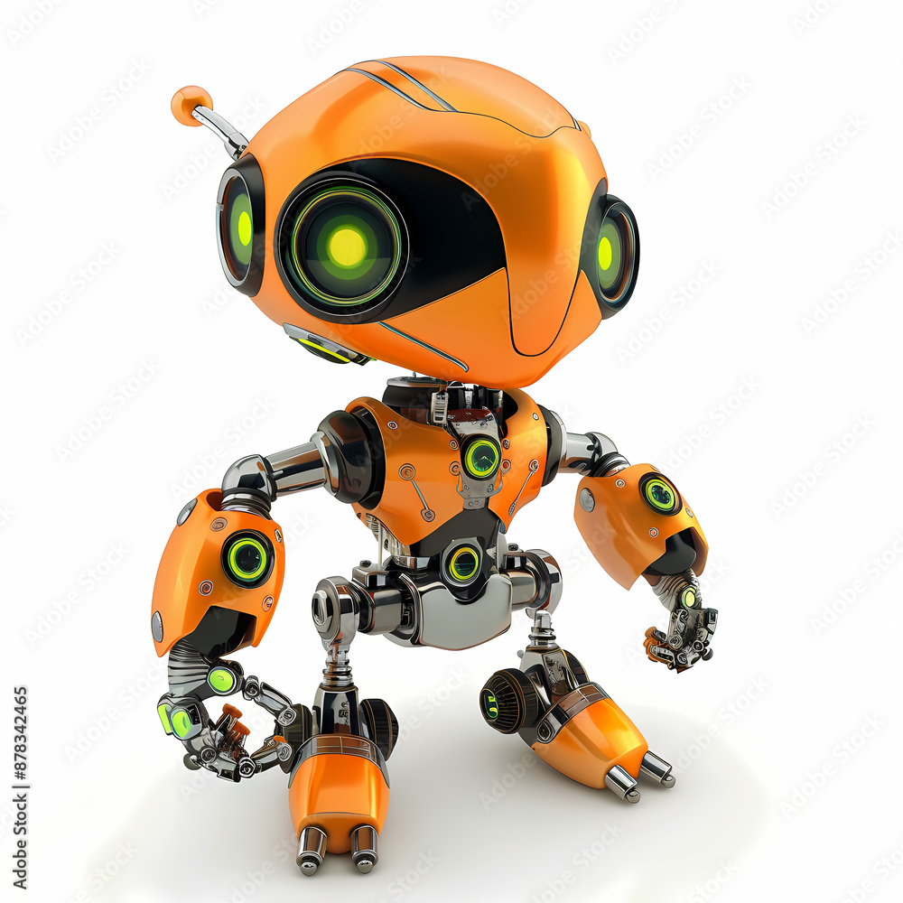 3D cute robot in white background vector image 3D cute robot in white background vector image