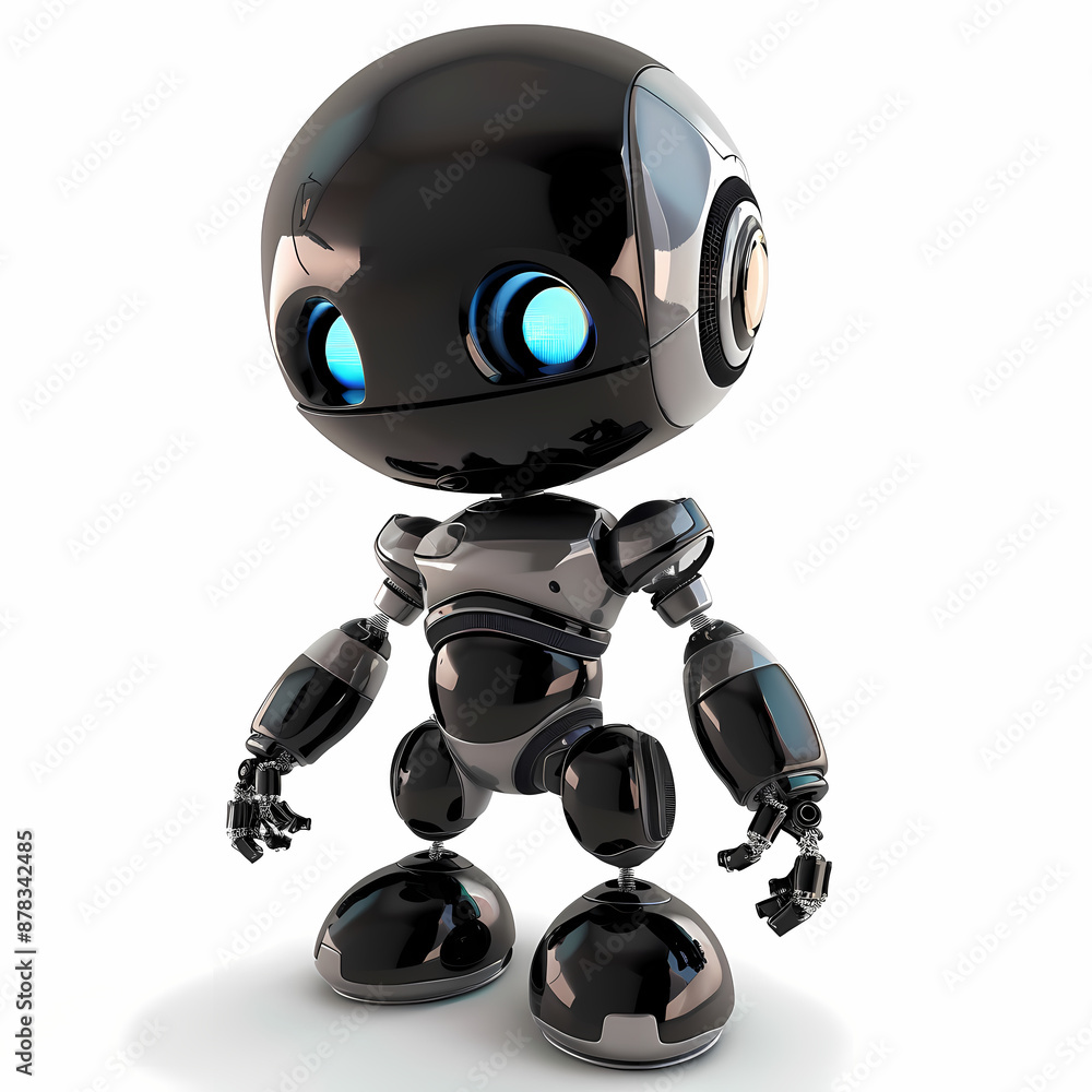3D cute robot in white background vector image 3D cute robot in white background vector image