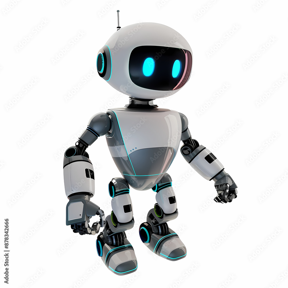 3D cute robot in white background vector image 3D cute robot in white background vector image