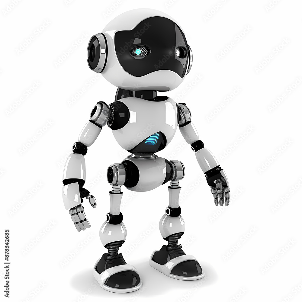 3D cute robot in white background vector image 3D cute robot in white background vector image