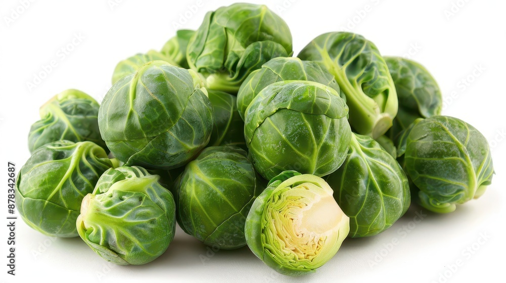 Fresh green brussels sprouts isolated on white background Fresh green brussels sprouts isolated on white background