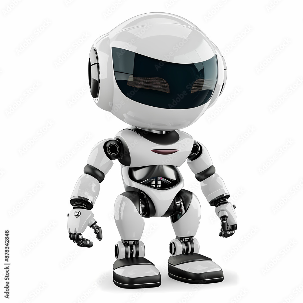 3D cute robot in white background vector image 3D cute robot in white background vector image