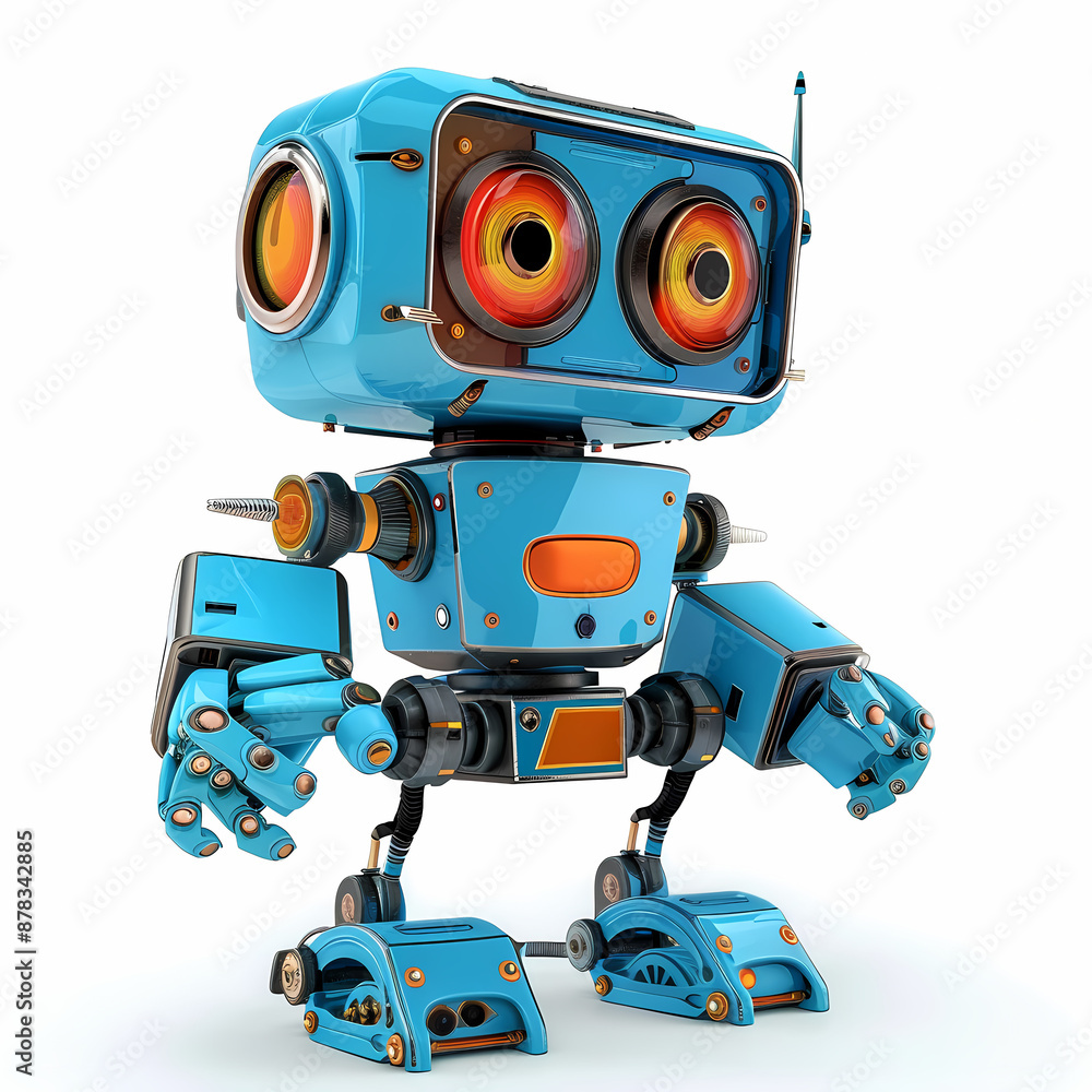3D cute robot in white background vector image 3D cute robot in white background vector image