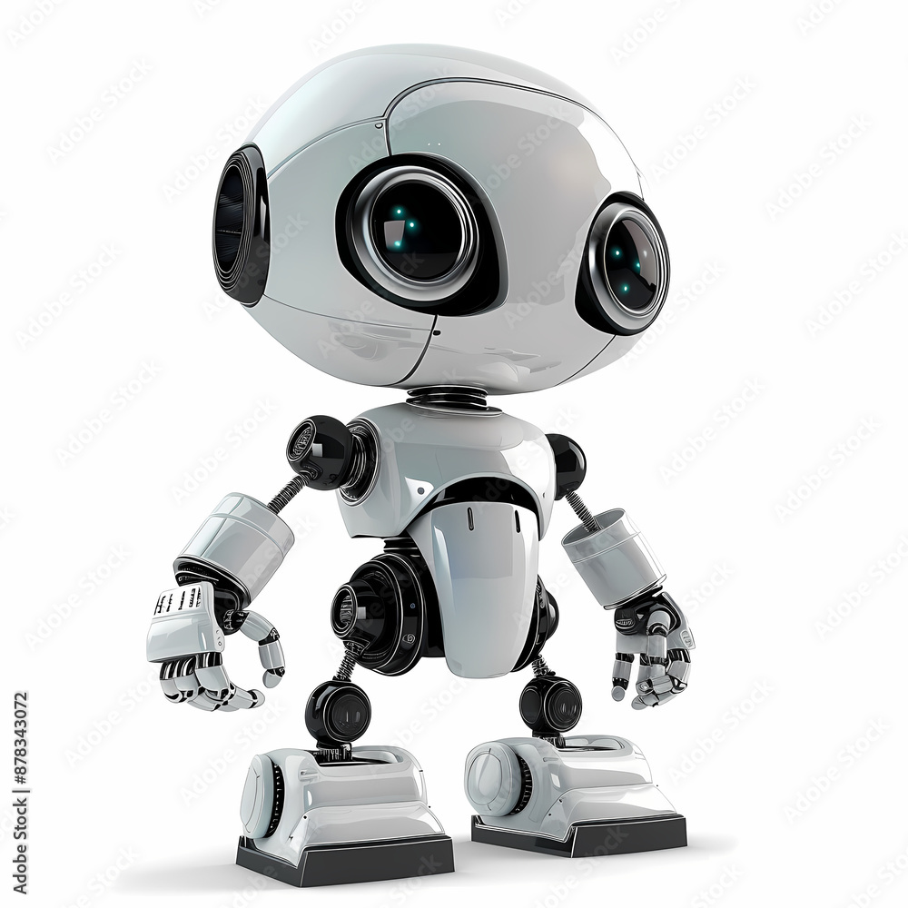 3D cute robot in white background vector image 3D cute robot in white background vector image
