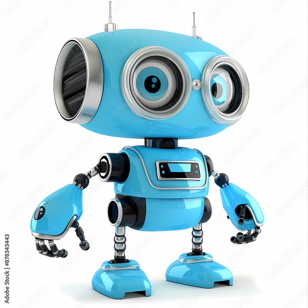 3D cute robot in white background vector image 3D cute robot in white background vector image