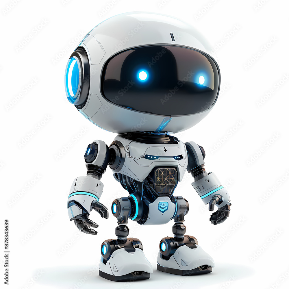 3D cute robot in white background vector image 3D cute robot in white background vector image