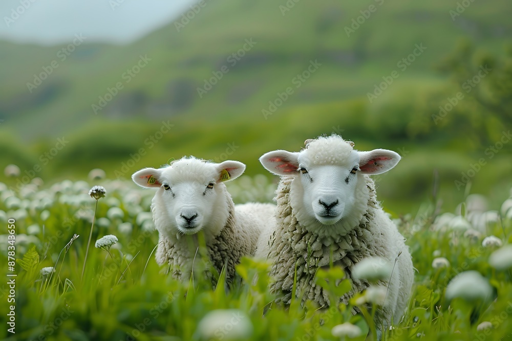 Adorable Sheep Grazing in a Lush Green Meadow Adorable Sheep Grazing in a Lush Green Meadow