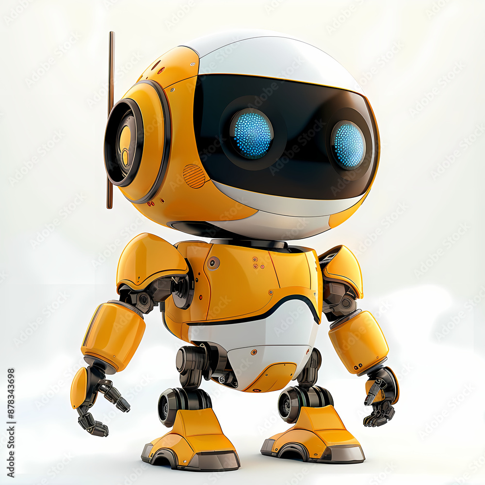 3D cute robot in white background vector image 3D cute robot in white background vector image