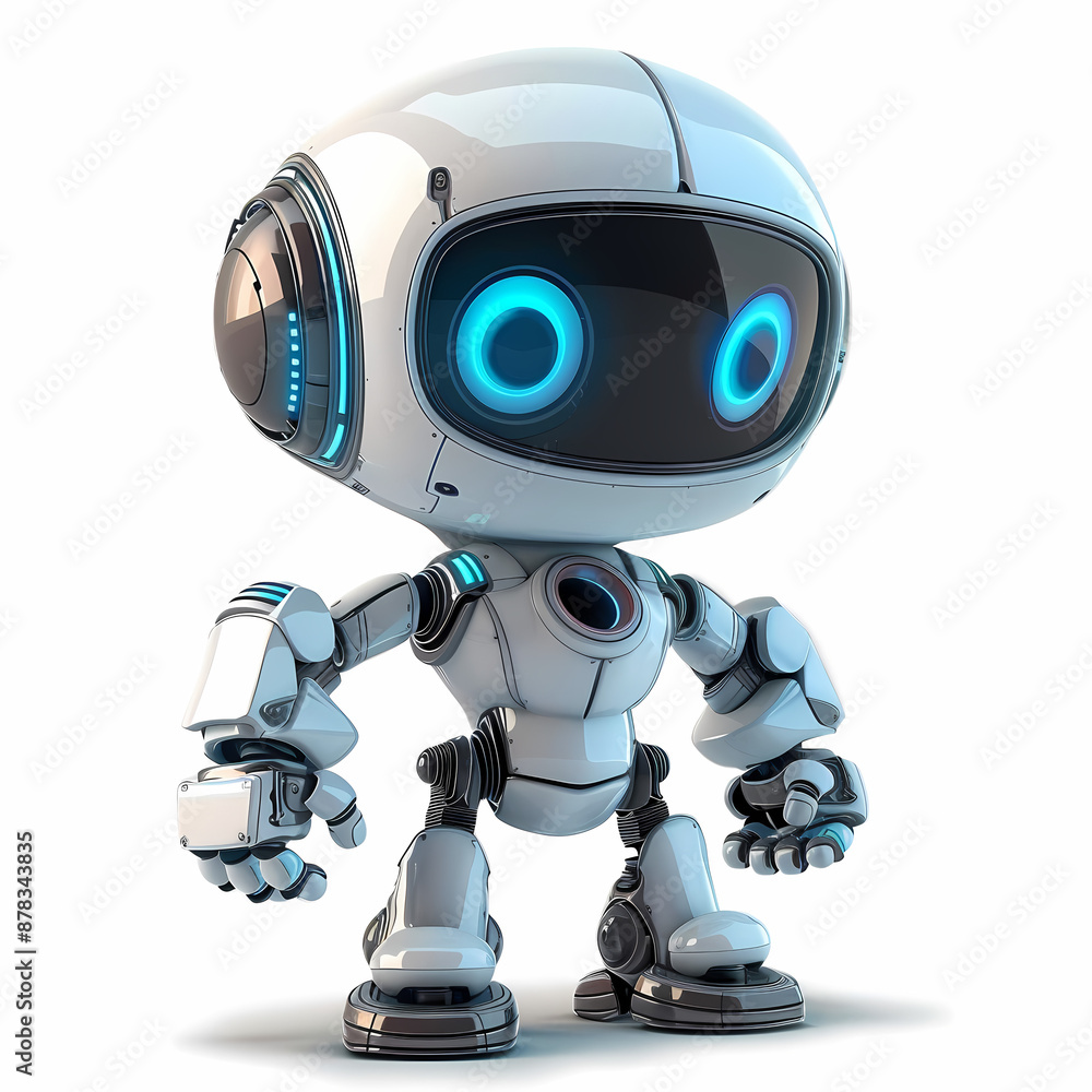 3D cute robot in white background vector image 3D cute robot in white background vector image