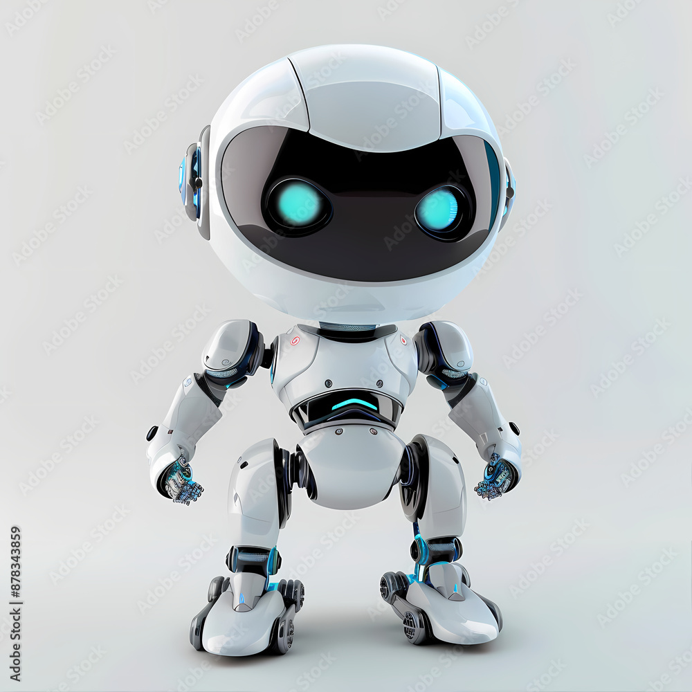 3D cute robot in white background vector image 3D cute robot in white background vector image