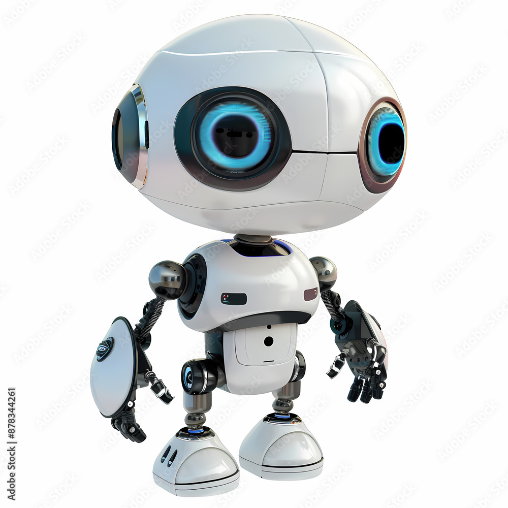 3D cute robot in white background vector image 3D cute robot in white background vector image