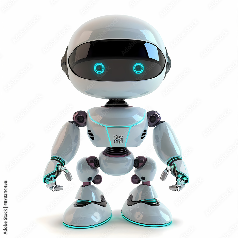 3D cute robot in white background vector image 3D cute robot in white background vector image