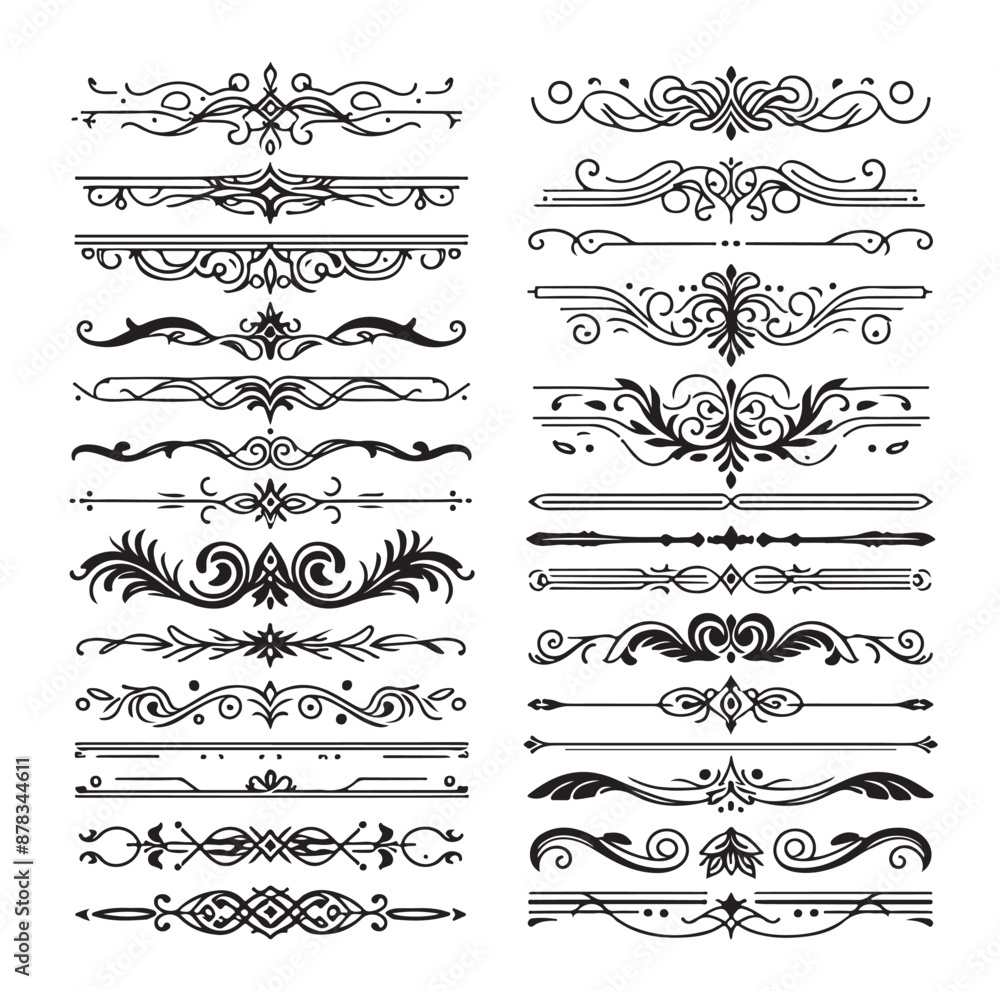 Fototapeta premium set of borders and Corners vector illustration 