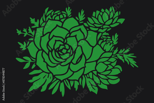 Cricut Succulent Vector cut file