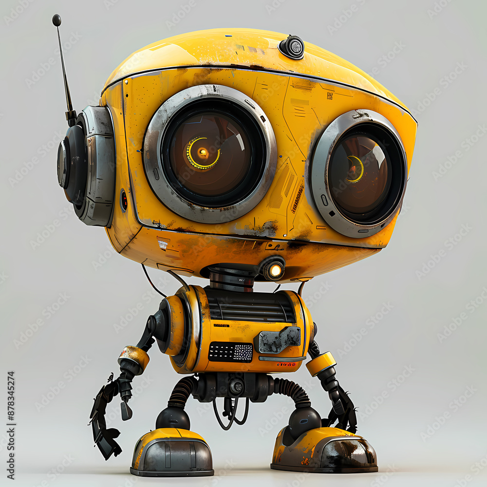 3D cute robot in white background vector image 3D cute robot in white background vector image